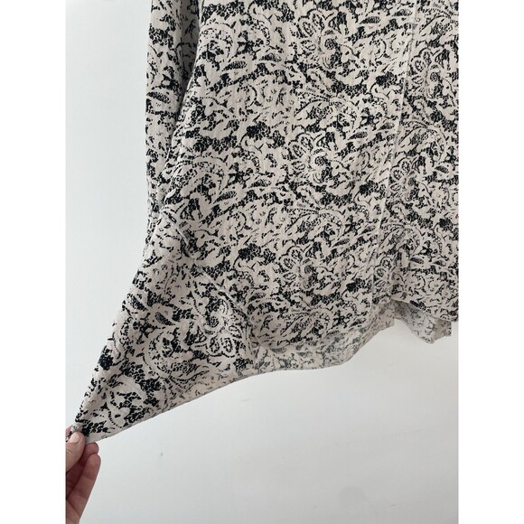 habitat clothing for women large Tunic Geometric Black Beige Button Lagenlook - Picture 2 of 10